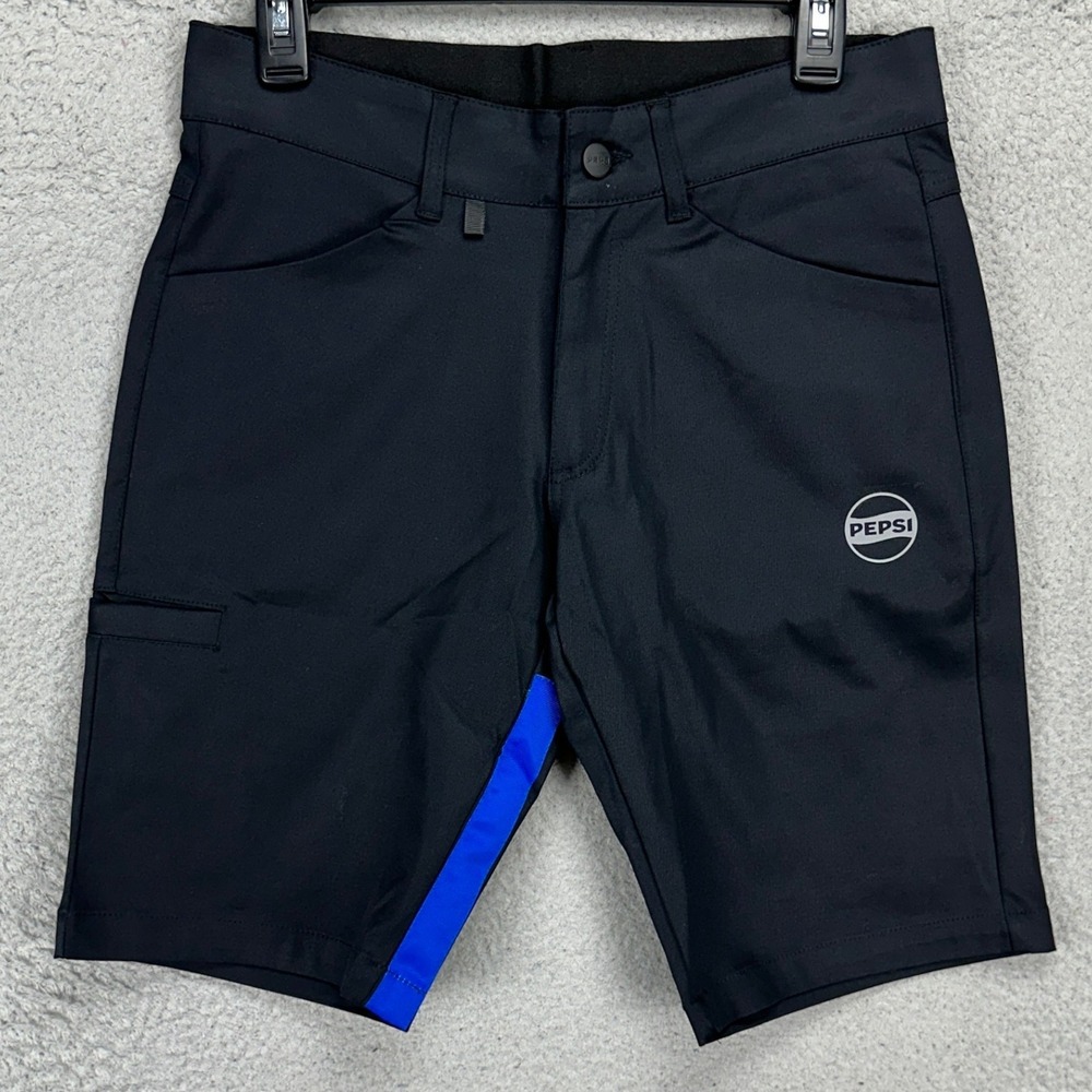 Pepsi Mens Cargo Work Shorts 30 Black Flat Front Utility Pocket Stretch Workwear